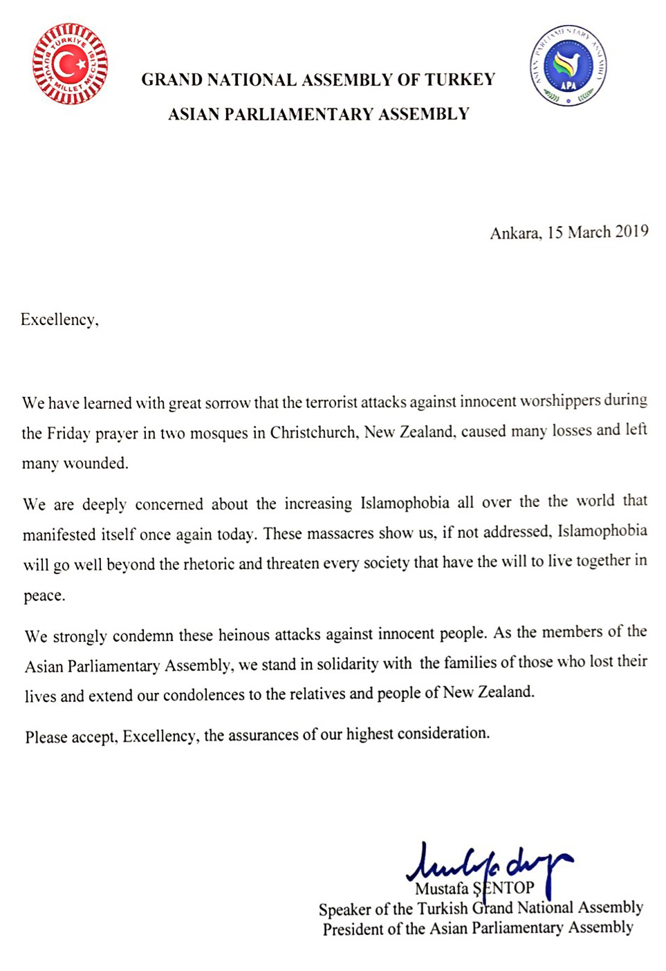Message of Condemnation and Condolences from APA President 